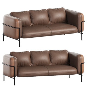 Диван Homary Modern Upholstered Genuine Leather 3D модель