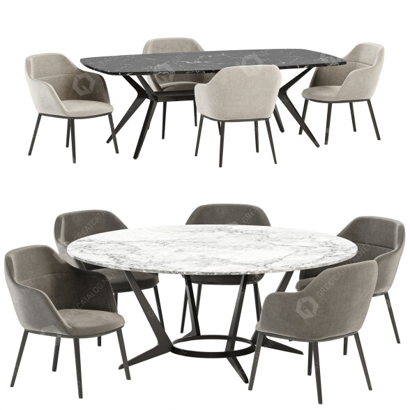 Tische und Stühle Maxalto Caratos Dinning Set 3D-Modell