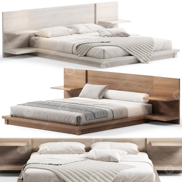 Bett CB2 Andes Acacia Wood Platform Queen 3D-Modell