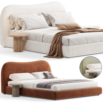 Cama y mesitas de noche CB2 Diana White Boucle Queen