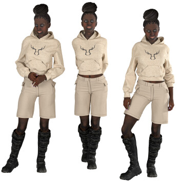 Жінки Casual African Poses 03 3D модель