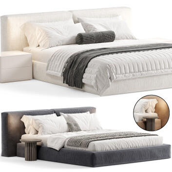 Bed and Bedside Tables  Elmalek Halo Modern 3D model