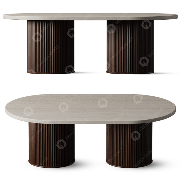 Coffee Table Travertine and Wood Equinoxe 3D model