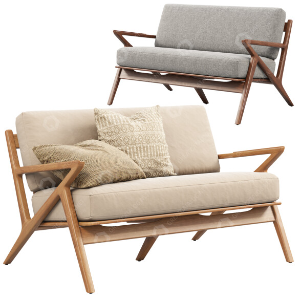 Canapé Joybird Soto Concave Loveseat modèle 3D