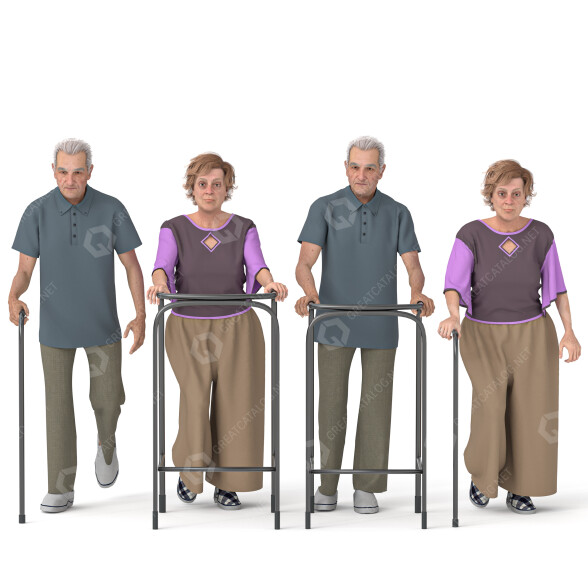 Männer und Frauen Old 2 Poses 3D-Modell