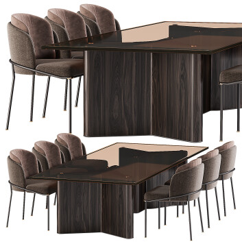 Стіл та стільці Minotti Lou Dining and Fil Noir 3D модель