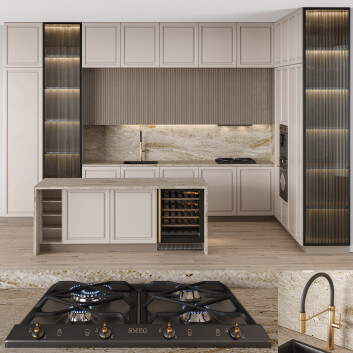 Küche  With Appliance Smeg 3D-Modell
