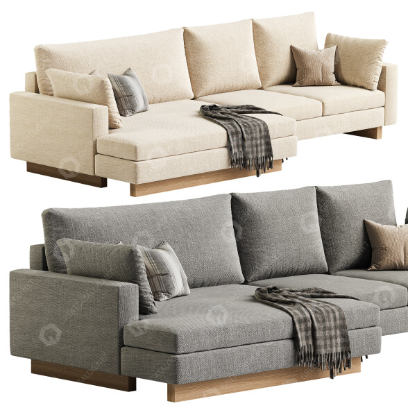 Sofa West Elm Harmony 2-Piece Double Wide Chaise Sectional 3D-Modell