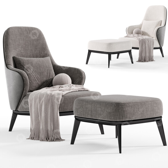 Sillón y otomana Minotti Leslie Modelo 3D
