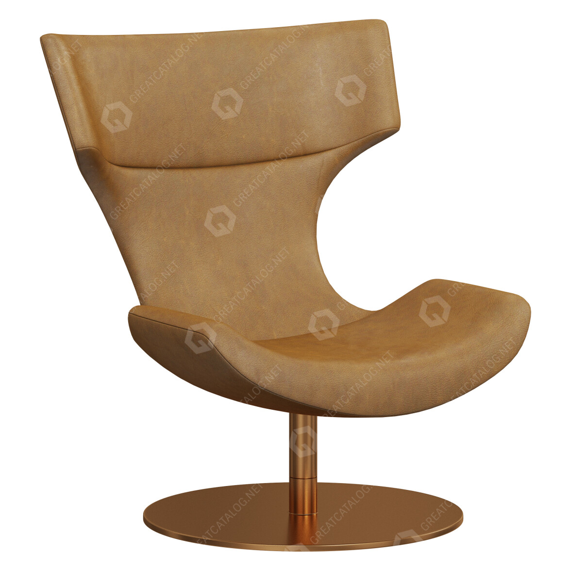 Armchair Restoration Hardware Boson Leather Swivel Chair 3D model