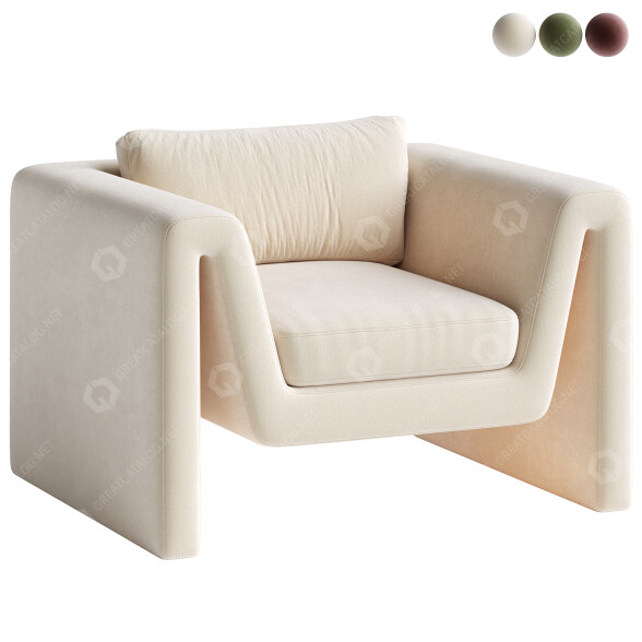 Sessel Westwing Velvet Lounge Mika 3D-Modell