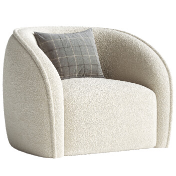 Fauteuil  White Boucle Upholstered - Seral by PrivateFloor Modèle 3D