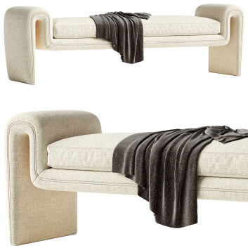 Banco Eichholtz Tondo L Cream Curly Curved Modelo 3D