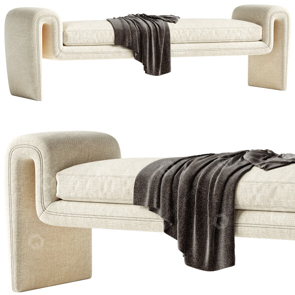 Bench Eichholtz Tondo L Cream Curly Curved 3D model