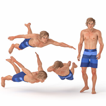 Чоловіки Swimmer in 04 Poses 3D модель