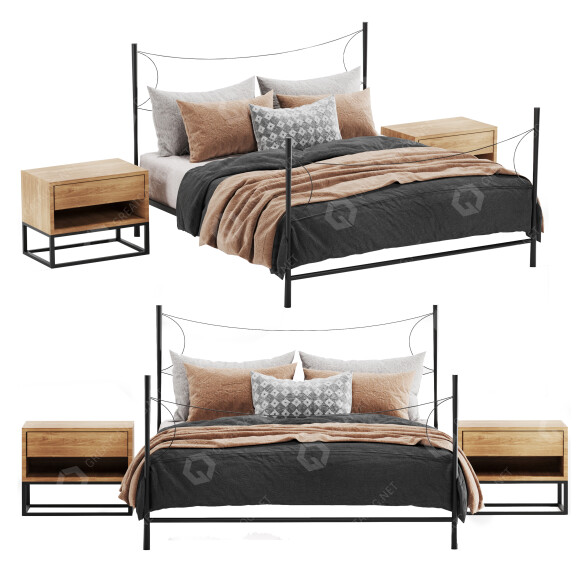 Łóżka i stoliki nocne Four Hands Westwood model 3D