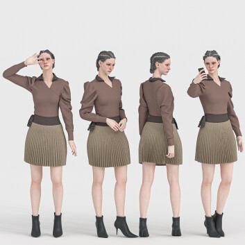 Жінки With Skirt in 04 Poses 3D модель