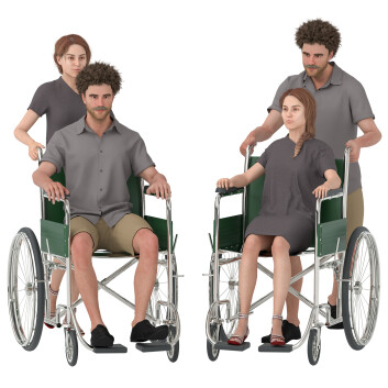 Люди On Wheelchair 3D модель