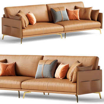 Sofa  Litfad Glamorous Brown Leather 280 cm 3D model