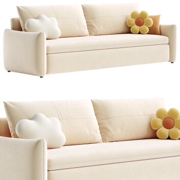 Sofa  Litfad Upholstered Beige Modern Headboard 3D model