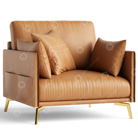 Fauteuil Litfad Glamorous Brown Leather modèle 3D