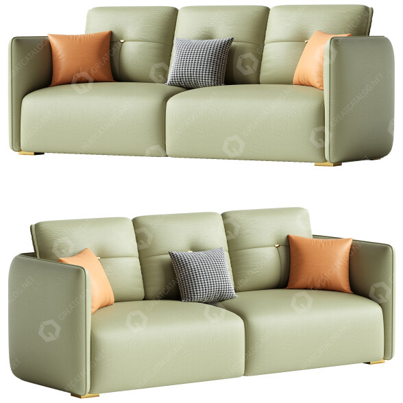 Canapé Litfad Modern Green Tech Cloth Upholstered Sraight-Back 210 cm modèle 3D