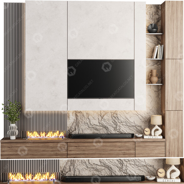 TV-Wand und Dekoration Samsung Set 04 3D-Modell