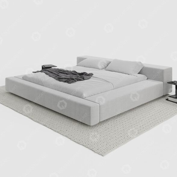 Bett und Nachttischchen Set l001 3D-Modell