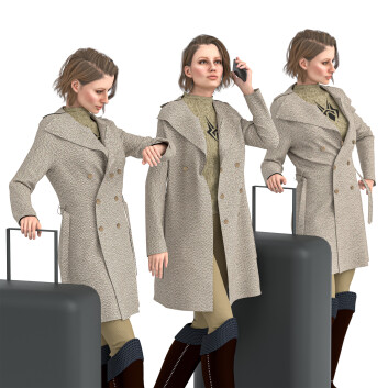Жінки Travel in Trip with Coat in 03 Poses 3D модель