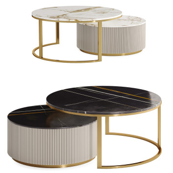 Mesas de centro Homary Round Modern Stone Top Nesting