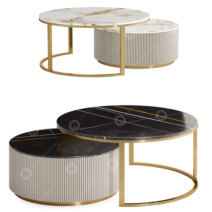 Coffee Tables Homary Round Modern Stone Top Nesting 3D model