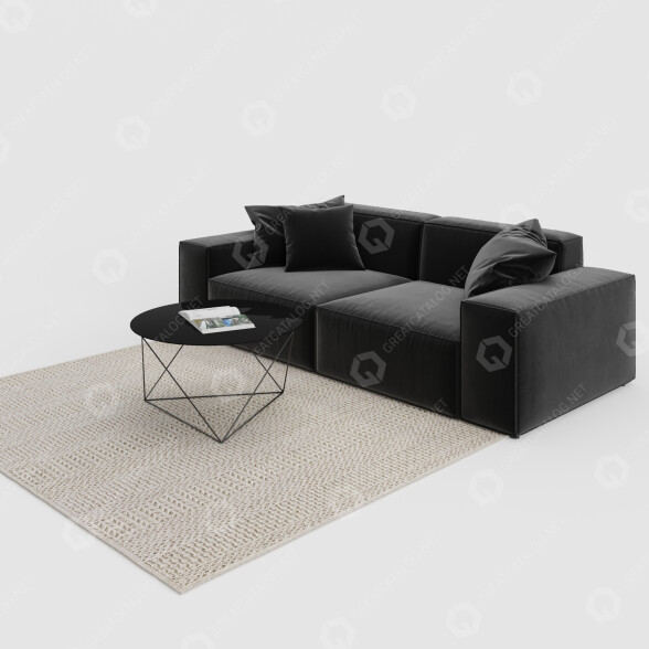 Sofa, Teppich und Couchtisch Set l001 3D-Modell