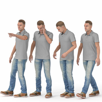 Чоловіки Casual in Jeans 04 Poses 3D модель
