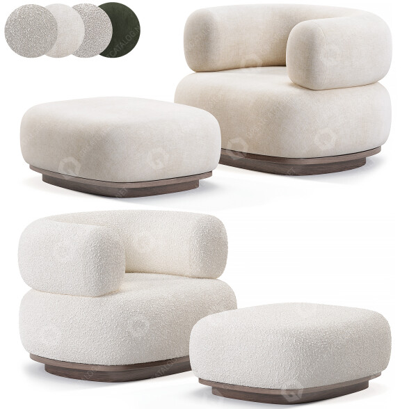 Armchair and Pouf Studiotwentyseven Split 3D model