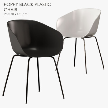 Silla  CB2 Poppy Black and White Plastic Modelo 3D