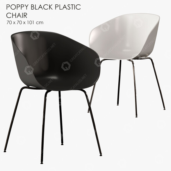 Stuhl CB2 Poppy Black and White Plastic 3D-Modell