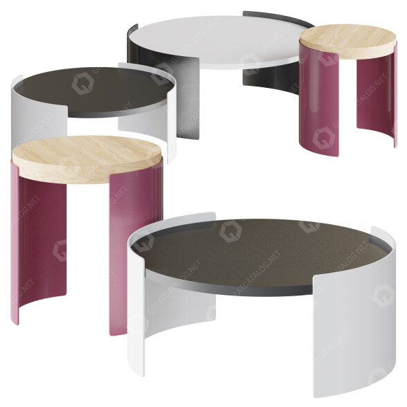Tables basses Cassina Bowy modèle 3D