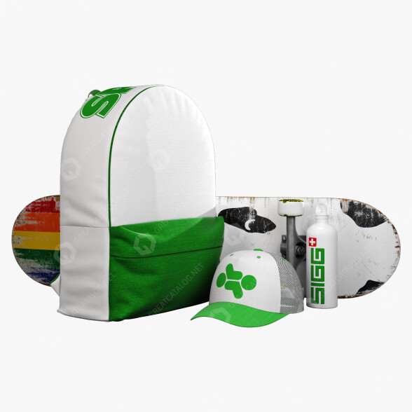 Rucksäcke, Skateboards und anderes Zubehör Set White 3D-Modell