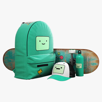 Рюкзак, скейтборд та інші аксесуари Set Cartoon Turquoise 3D модель