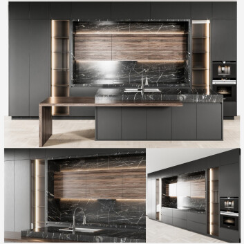 Kitchen Modern 63 Black 3D model