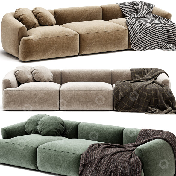 Sofa Westwing Componibile 3 Posti in Boucle Sofia 3D-Modell