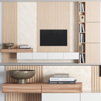 TV-Wand und Dekoration  Set 02 3D-Modell