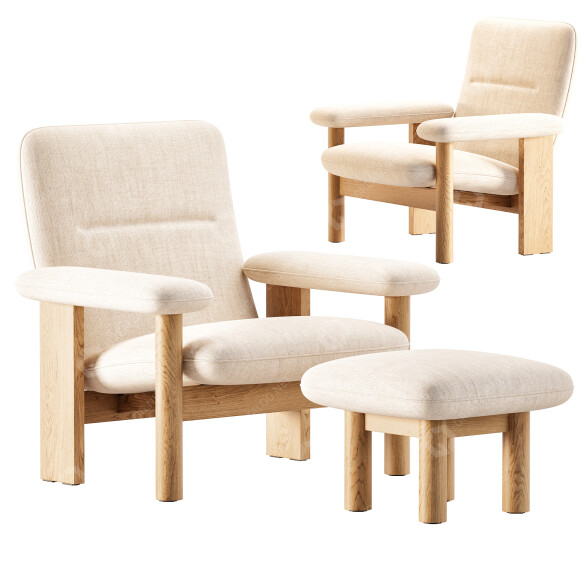 Fauteuil et Ottoman Audo Brasilia modèle 3D
