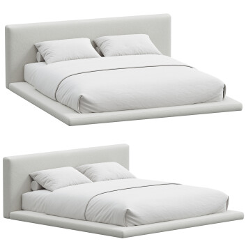 Bed  Cesar Suede Fabric Contemporary Minimalist Frame King Size 3D model