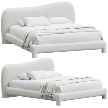 Ліжко Yana White Boucle Minimalist Shaped Headboard Frame King Size