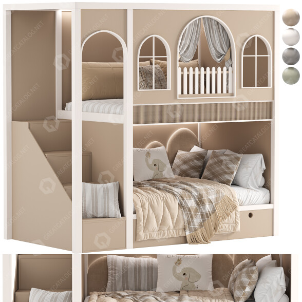 Cama Designer Two Level 04 Modelo 3D