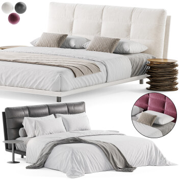 Ліжко та тумбочки Casaspace Lolani Black Leather Luxury