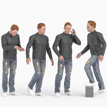 Чоловіки With Leather Coat and Jeans 04 Pose 3D модель