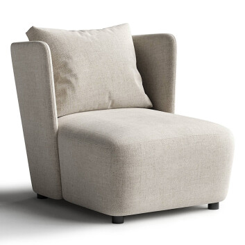Fotel  Interior Secrets Elvina Fabric Passive Grey Model 3D