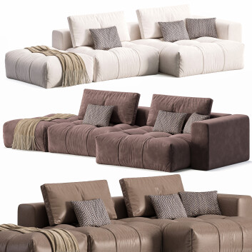 Диван Modern Modular L Shape Chaise in Tech Cloth with Wood Frame